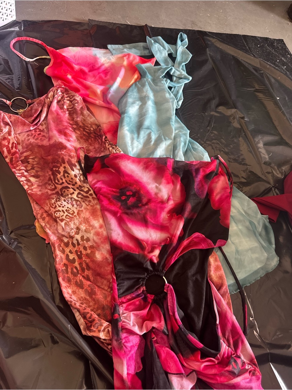 Assorted Floral & Animal Print Slip Dresses - Pink, Red, Aqua